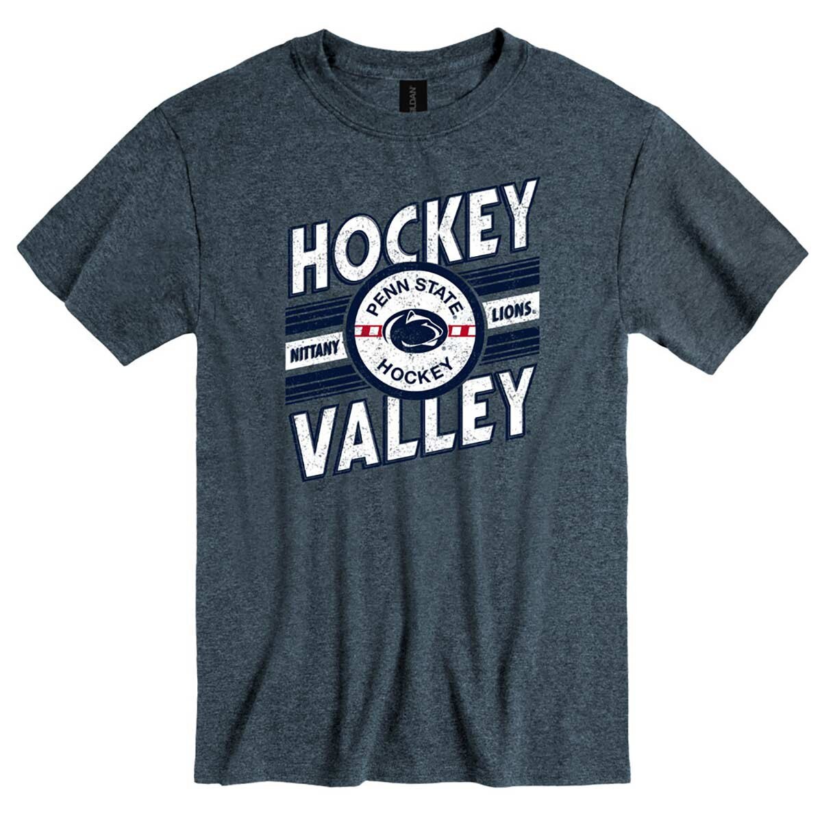 navy heather short sleeve t-shirt Hockey Valley Penn State Hockey puck